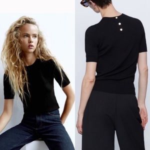 Zara Basic Short Sleeve Sweater Black